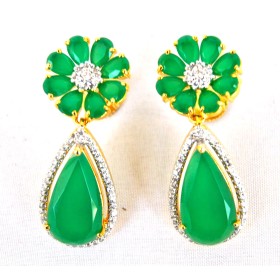 Floral Emerald Dangler Drop Earrings